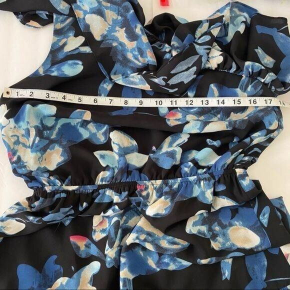 ALI & JAY Blue Floral One Shoulder Dress Sz M - Picture 5 of 8